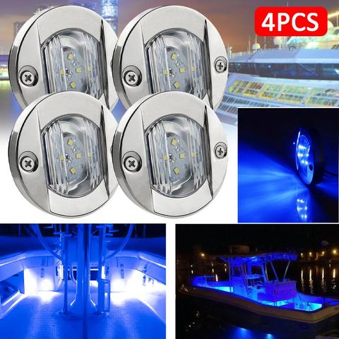 DC 12V Marine/Boat LED Round Cool White LED Yacht Accessories Blue/White 